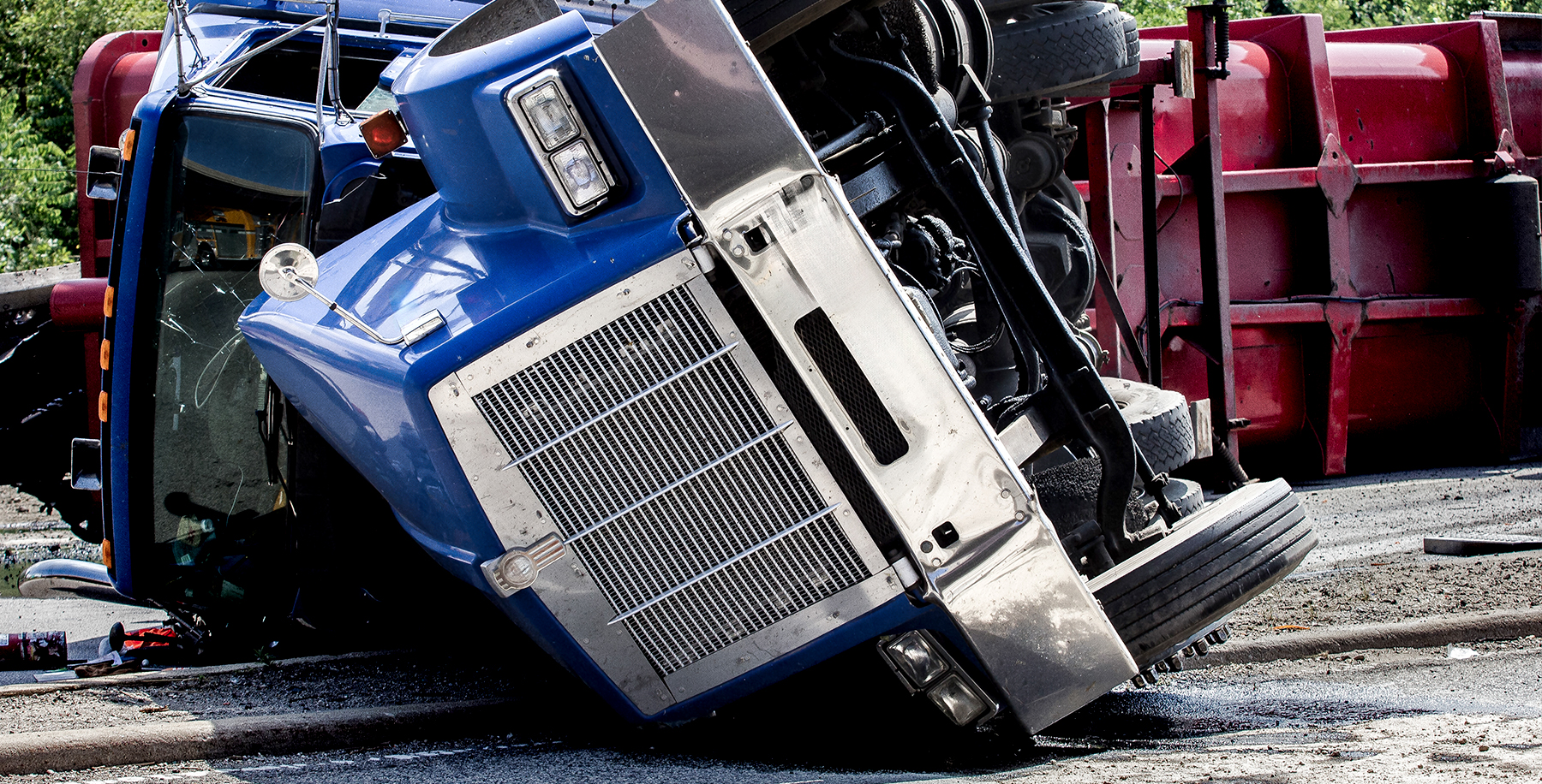 A driver sustained injuries after a Jackson tractor-trailer overturned on Interstate 20.