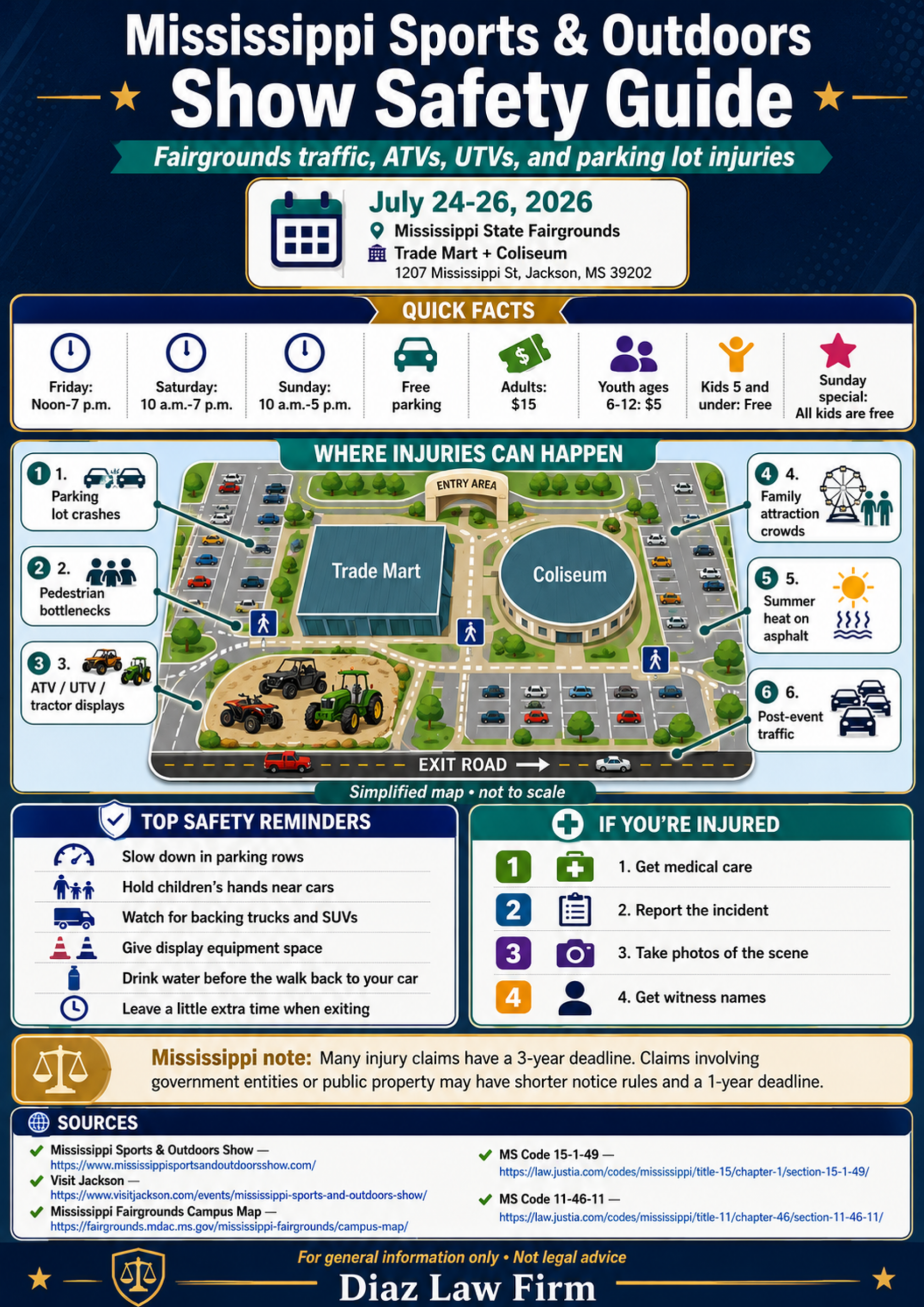 Mississippi Sports & Outdoors Show Safety Guide: Fairgrounds Traffic, ATVs, UTVs, and Parking Lot Injuries